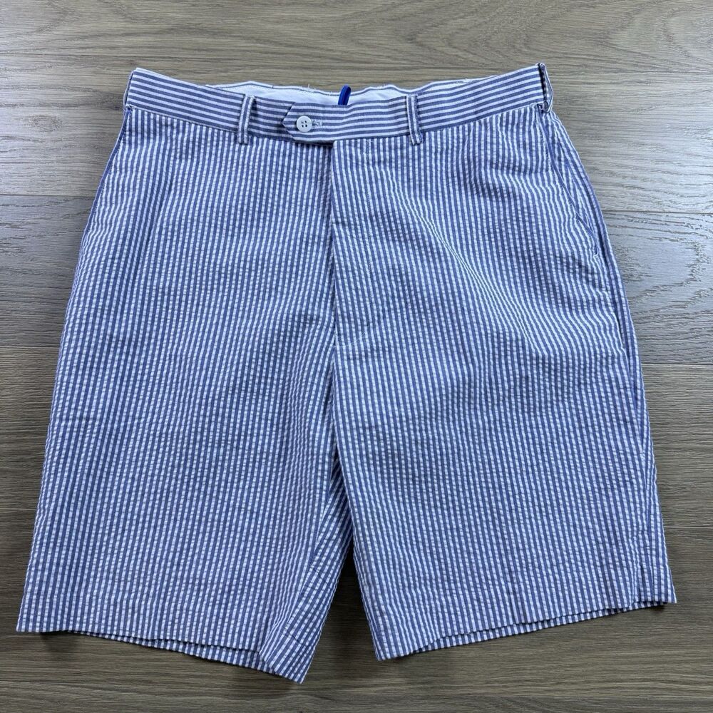 Bocaccio Shorts Men 34x9 Golf Seersucker Hickory Stripe Super 120x